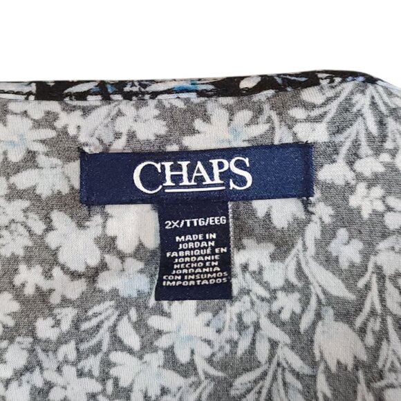 CHAPS Short Sleeve Floral Print Stretch Knit V-neck Top Casual Women's 2X - Picture 6 of 6